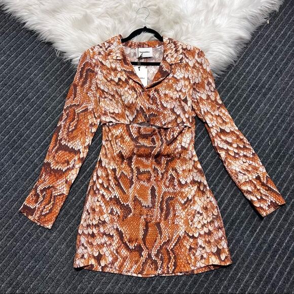 NANUSHKA Tess Cutout Snake-print Satin Mini Dress Size XS Vintage Snake NEW NWT - Picture 6 of 16